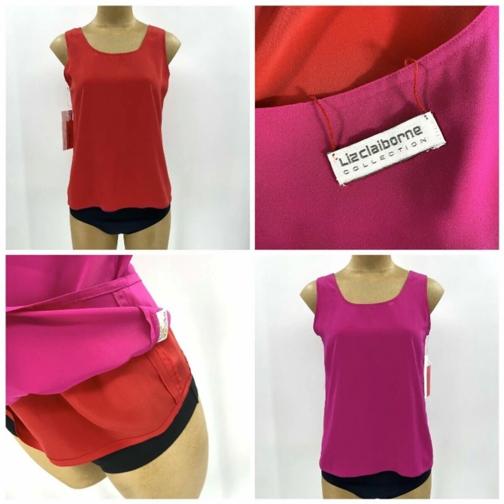 New! Liz Claiborne Women Small /Medium Reversible Red & Pink Sleeveless Tank Top